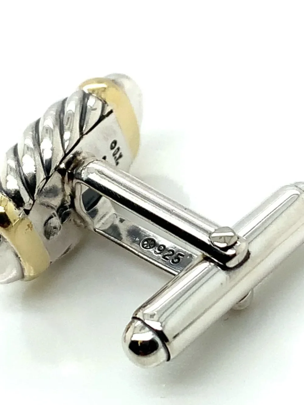 David Yurman Sterling Silver and 18K Gold Cufflinks